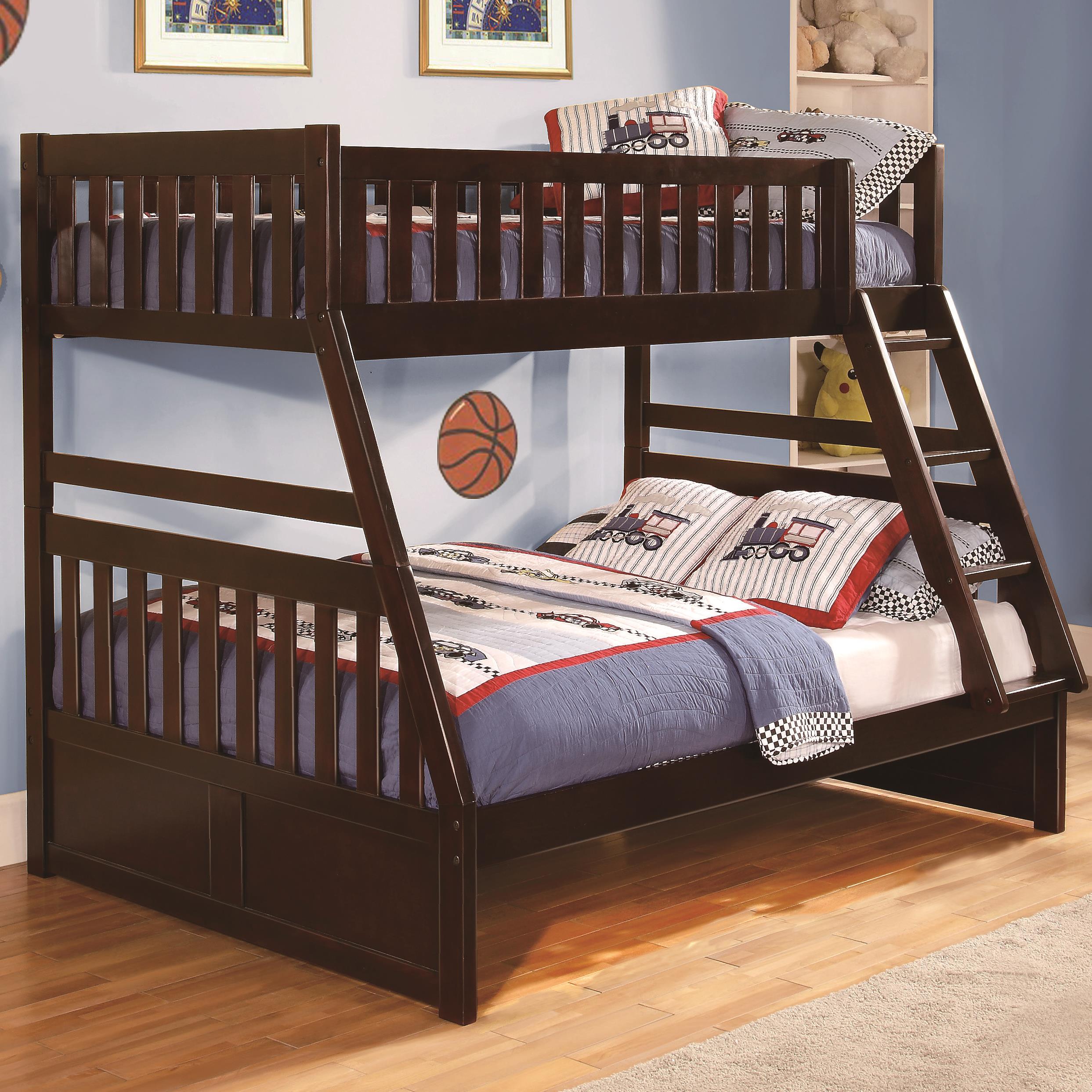 Homelegance Rowe Twin Over Full Bunk Bed with Slats Darvin Furniture