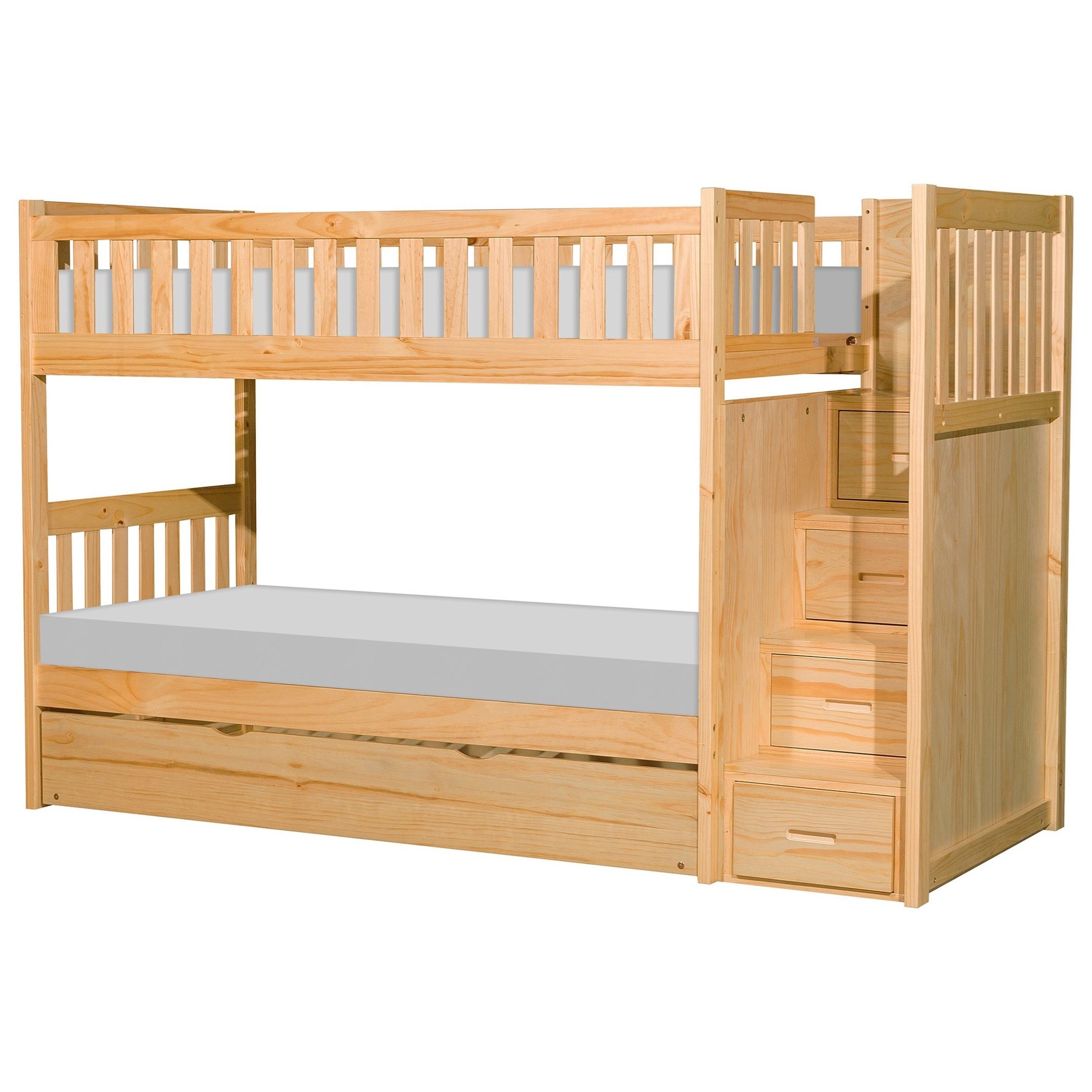 Homelegance Furniture Discovery Casual Twin Over Twin Bunk Bed With Trundle And Reversible Step Storage Del Sol Furniture Bunk Beds