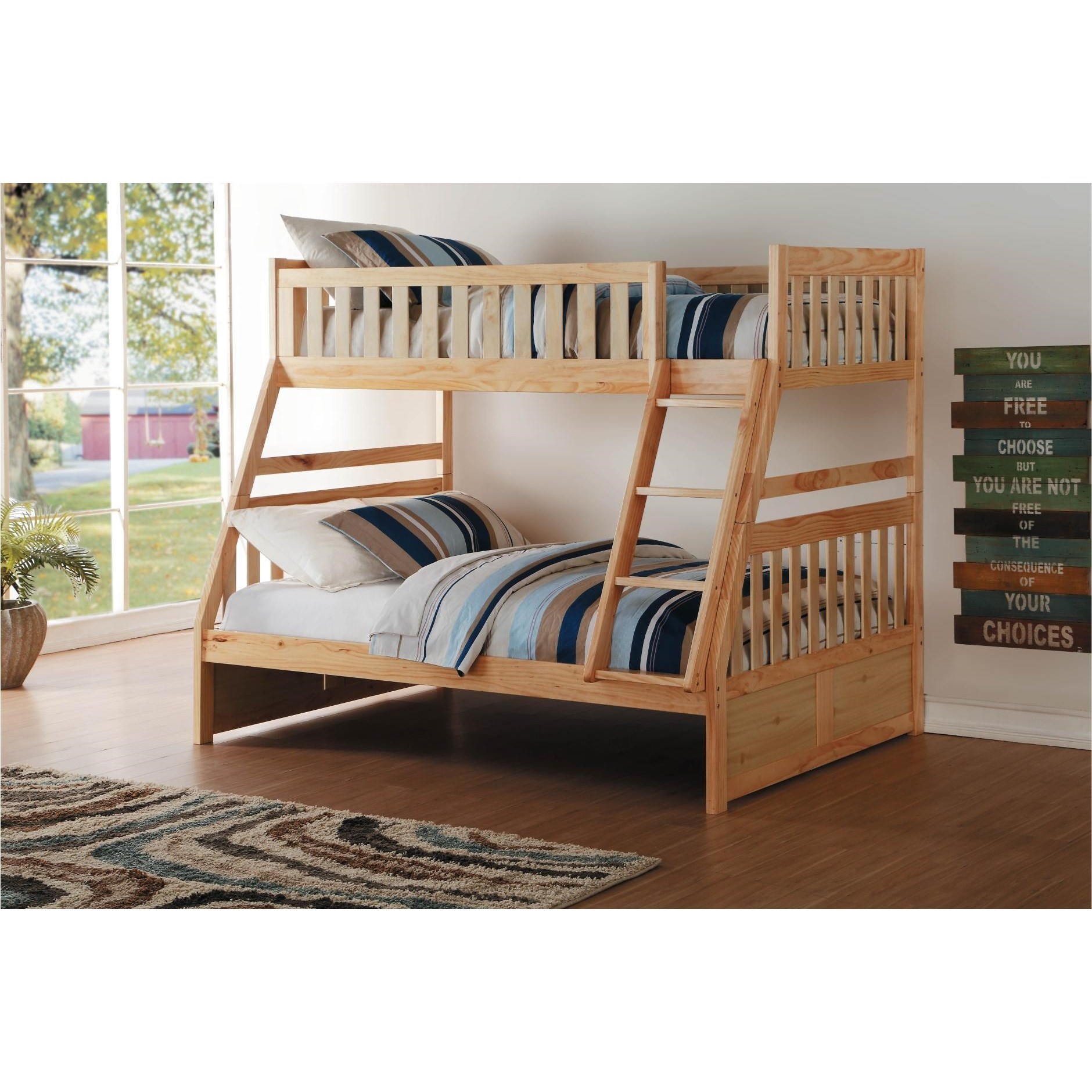 natural wood bunk beds twin over full