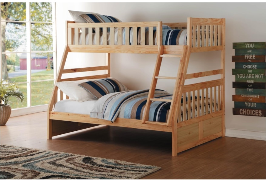 Natural Casual Twin Over Full Bunk Bed Walker S Furniture Bunk Beds
