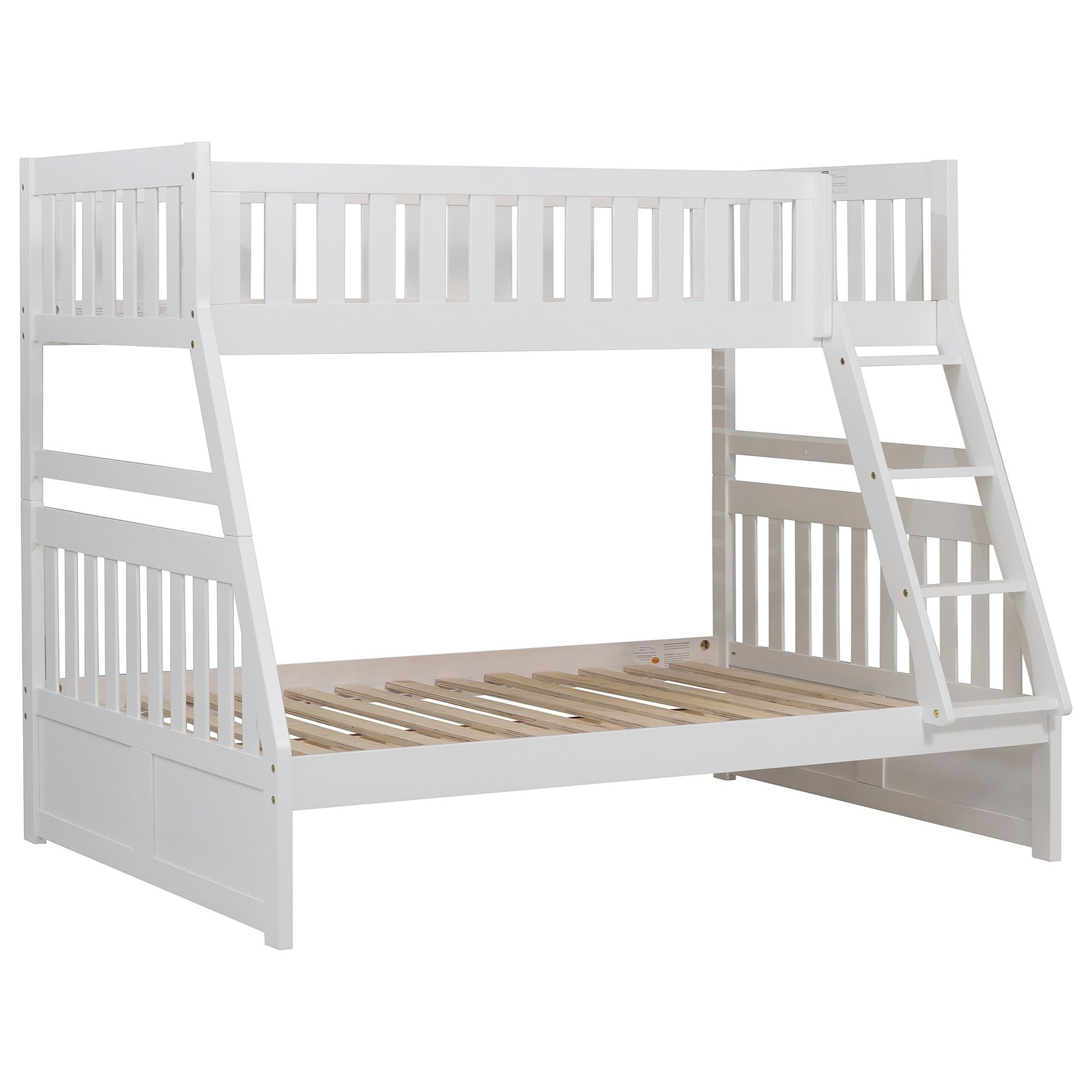 white twin over full bunk bed with stairs