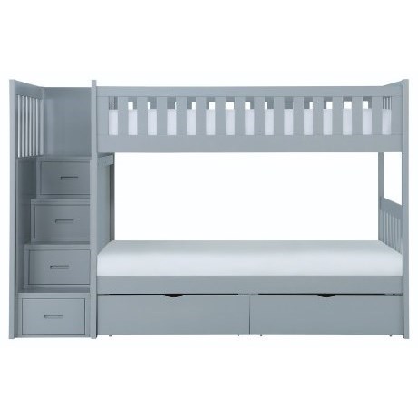 Homelegance Orion Casual Twin Over Twin Bunk Bed With Reversible Step Storage And Underbed Storage Lindy S Furniture Company Bunk Beds