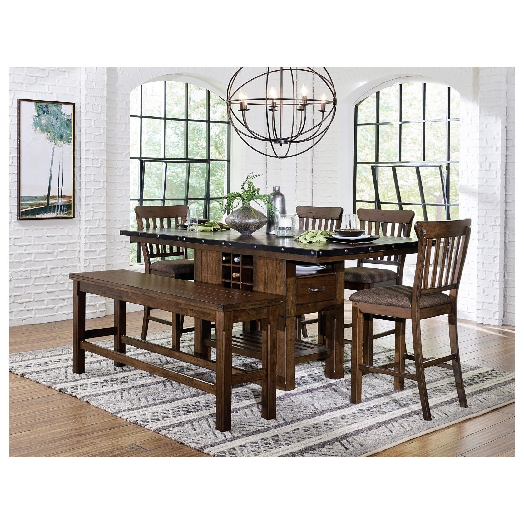 Homelegance Schleiger Industrial Counter Height Table With Wine Bottle Storage Simply Home By Lindy S Pub Tables