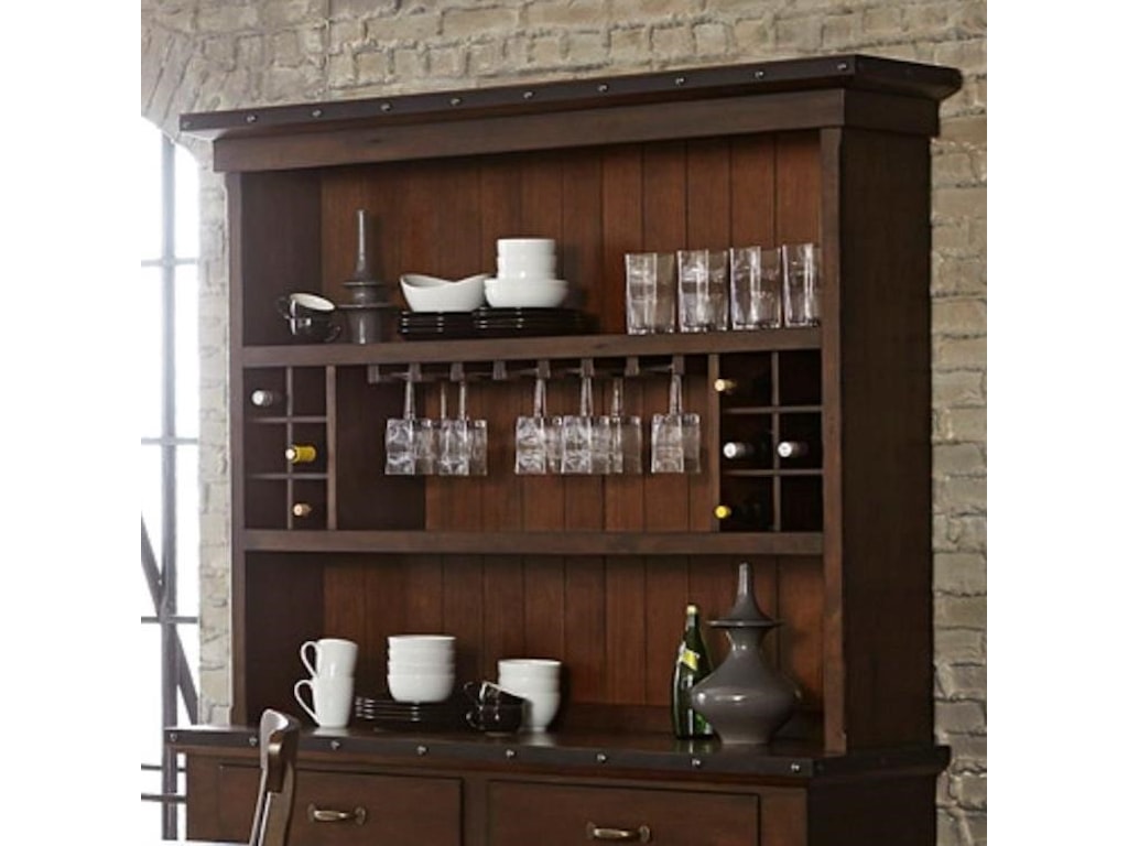 Homelegance Schleiger Industrial Dining Hutch With Metal Trim And Homelegance Schleiger Industrial Dining Hutch With Metal Trim And