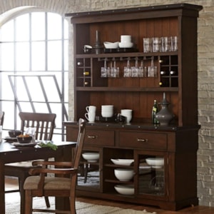 Homelegance Schleiger Industrial Dining Buffet And Hutch With Exposed Rivets And Built In Wine Storage A1 Furniture Mattress Buffets