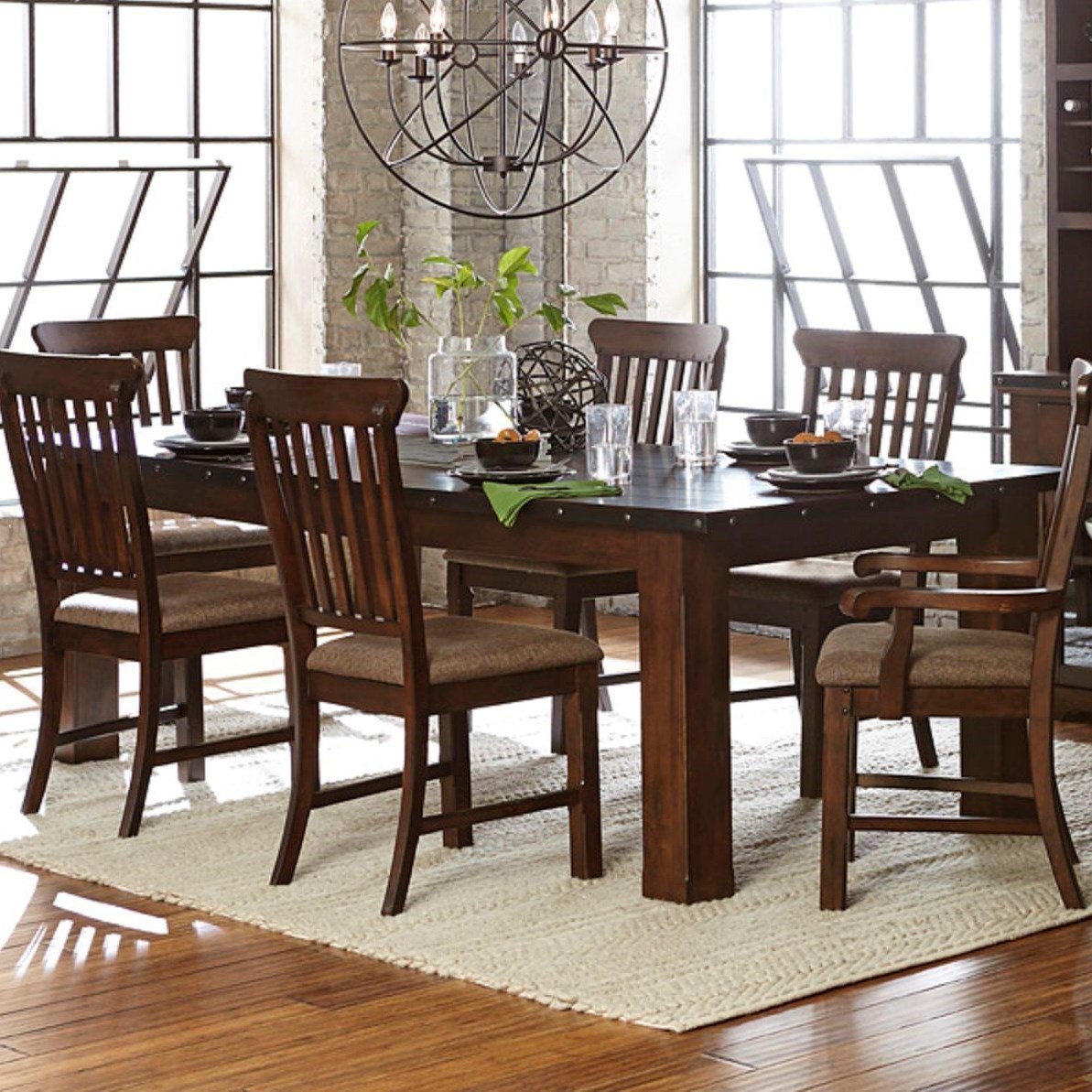 Homelegance Schleiger Industrial Dining Table With Metal Trim And