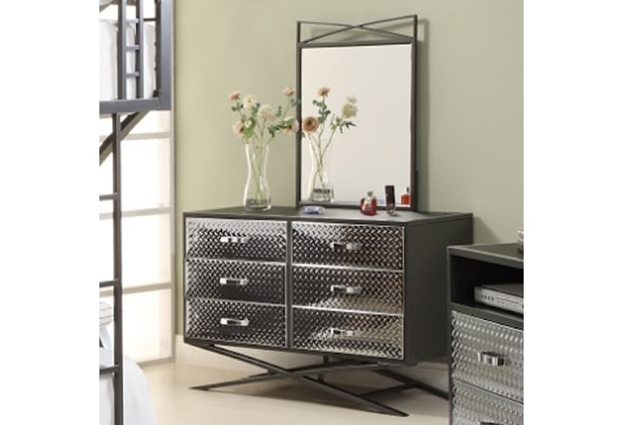 Homelegance Spaced Out Contemporary Dresser And Mirror Combo With