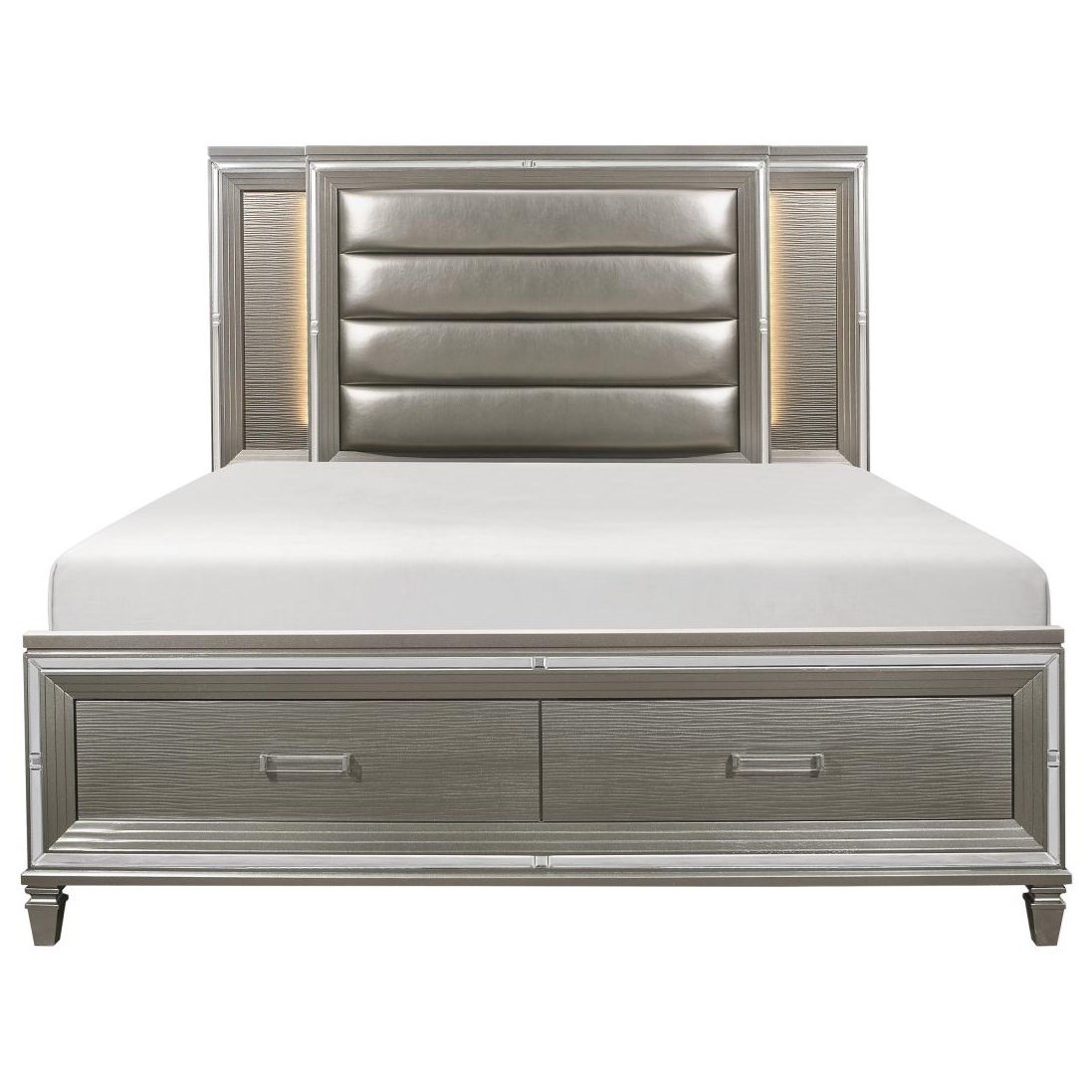 Homelegance Tamsin Glam Queen Upholstered Bed With Led Lighting