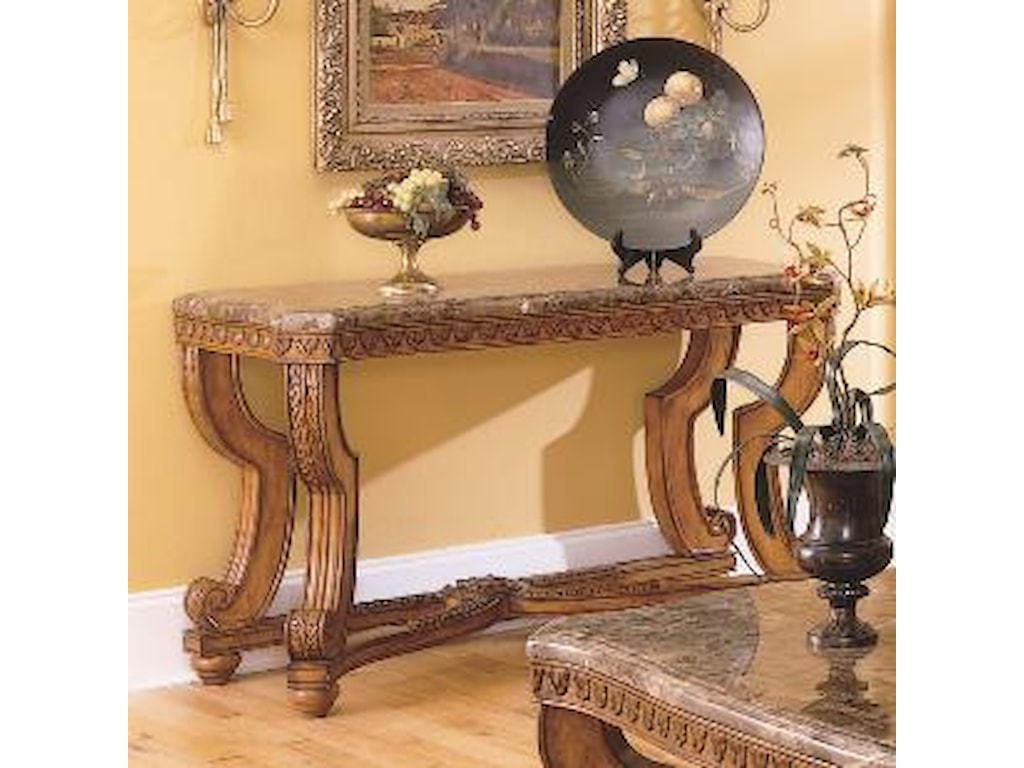 Tarantula Traditional Burnished Brown Cherry Marble Sofa Table By Homelegance At Lindy S Furniture Company