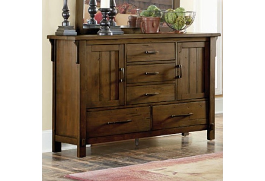 Homelegance Terrace Mission 5 Drawer Dresser With Two Doors