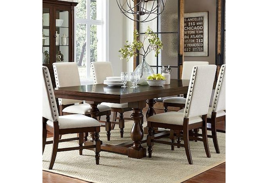 Homelegance Yates Turned Leg Trestle Dining Table Value City Furniture Dining Tables