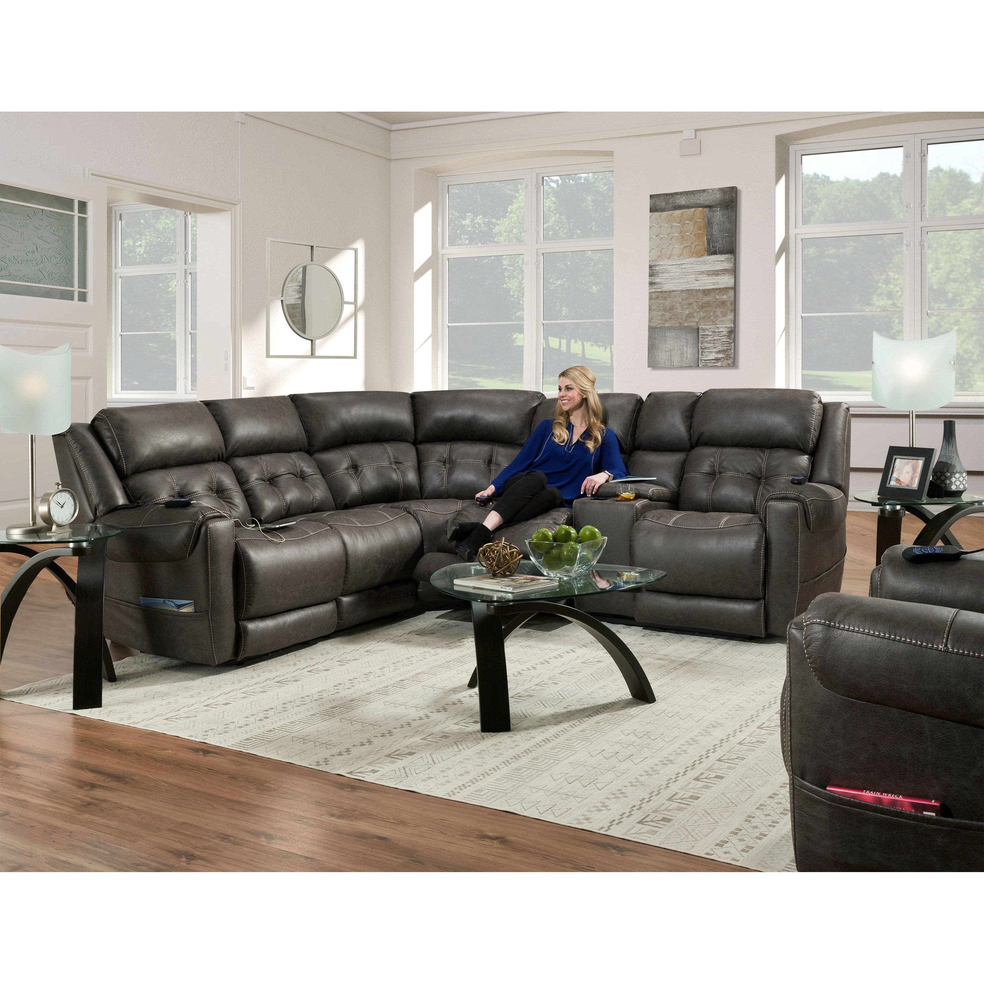 Homestretch 180 Casual L Shaped Power Reclining Sectional