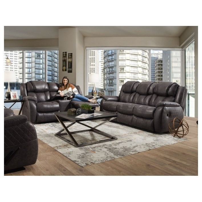 Homestretch 182 Casual Style Double Reclining Sofa Vandrie Home