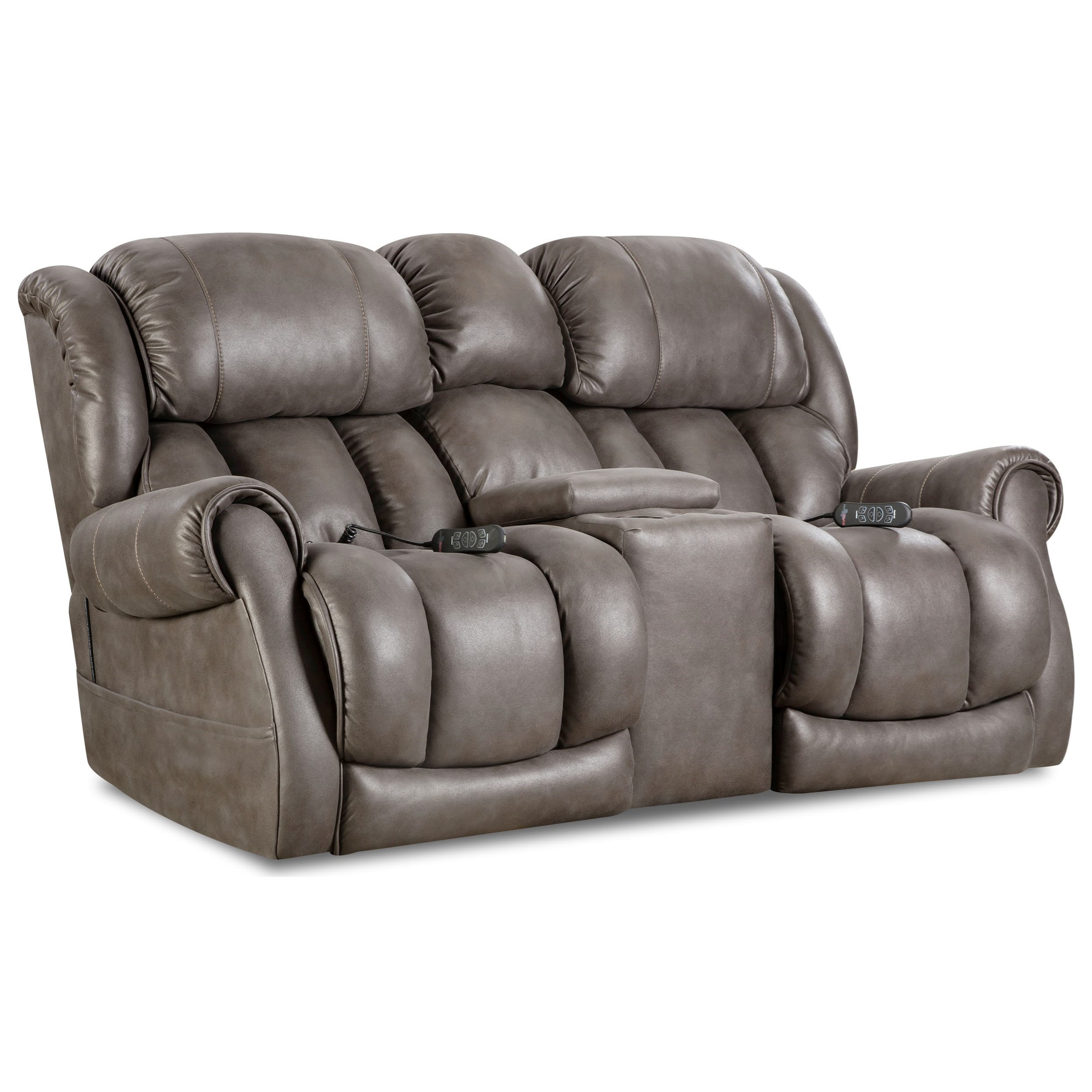 HomeStretch Atlantis Casual Power Reclining Console Loveseat with Cup