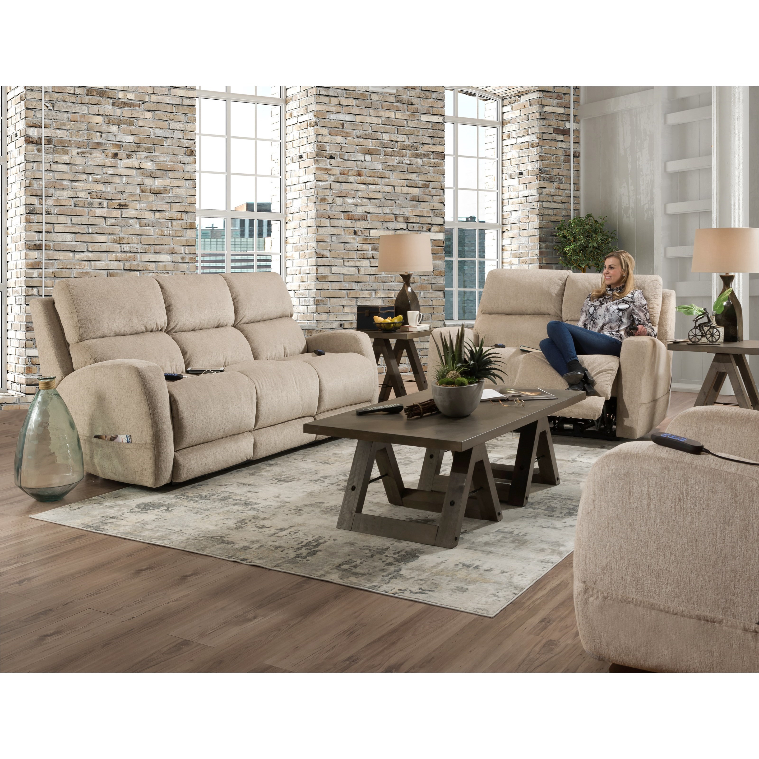 Homestretch Sterling Casual Double Reclining Power Sofa Darvin Furniture Reclining Sofas
