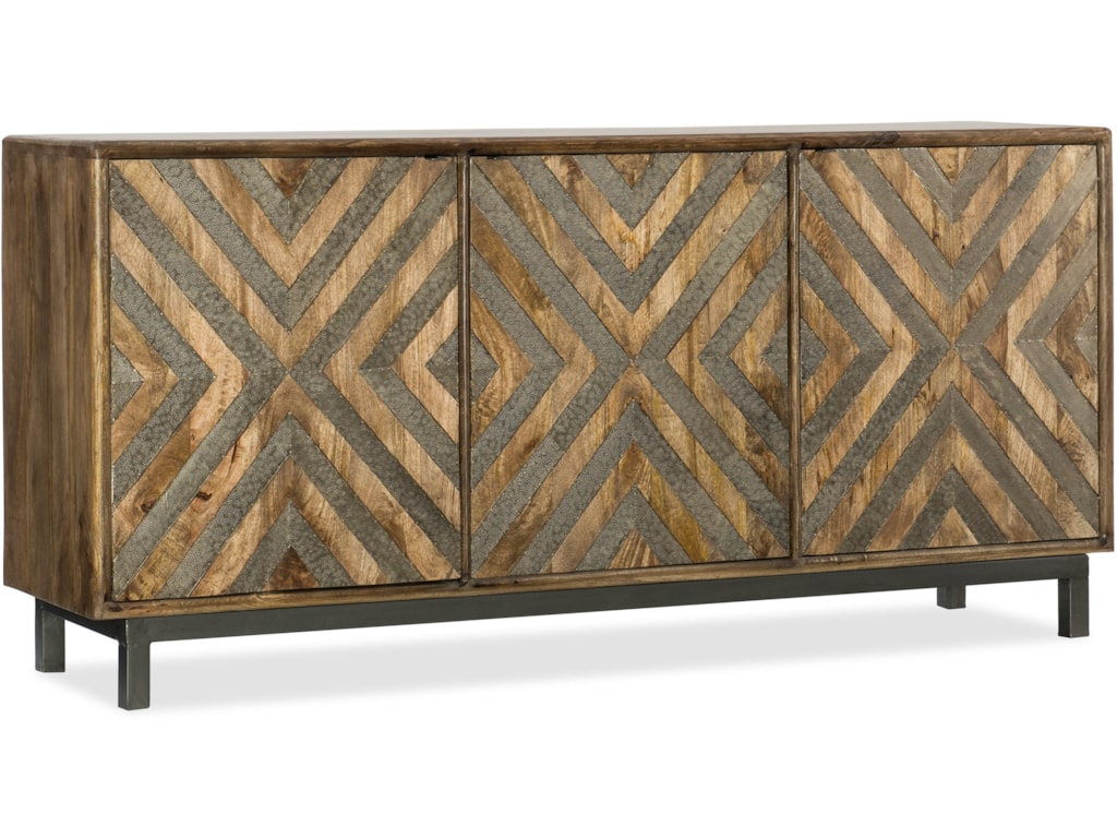 5649 55 Serramonte 69 Entertainment Accent Console With Chevron German Silver By Furniture At Gill Brothers