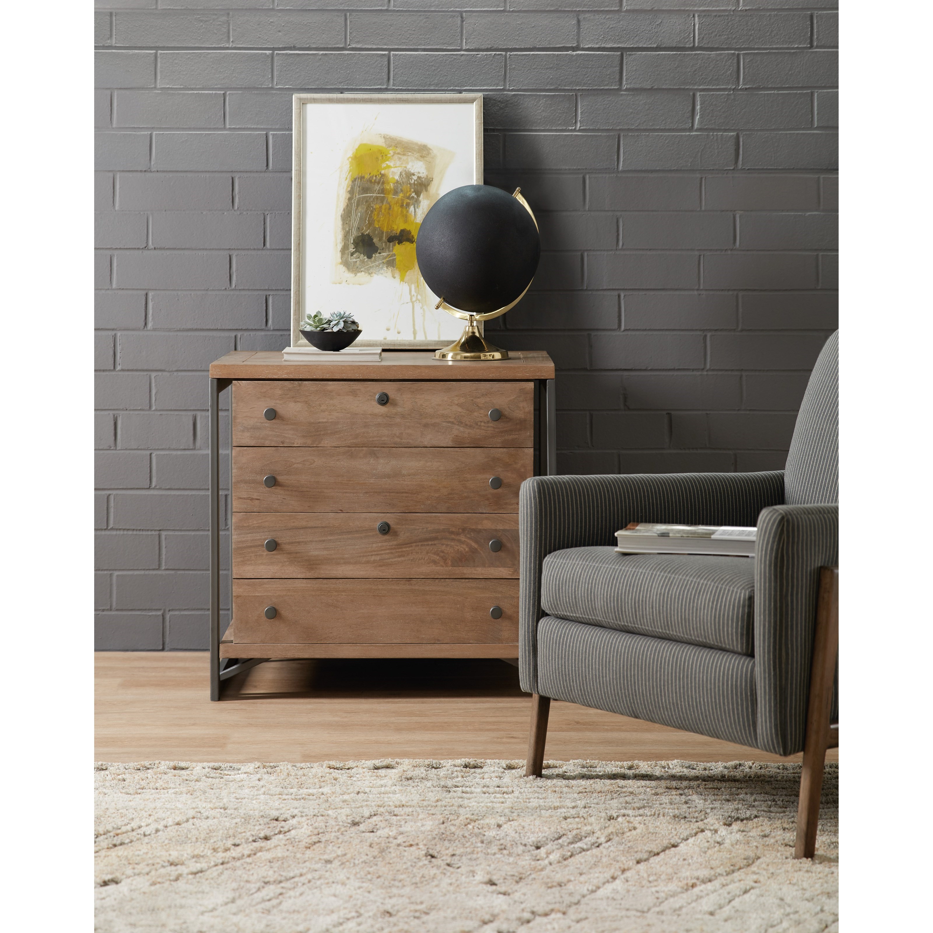 Hooker Furniture 5681 10 Industrial Style Metal Wood Lateral File