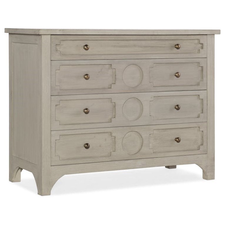 Transitional Button Down Four-Drawer Accent Chest