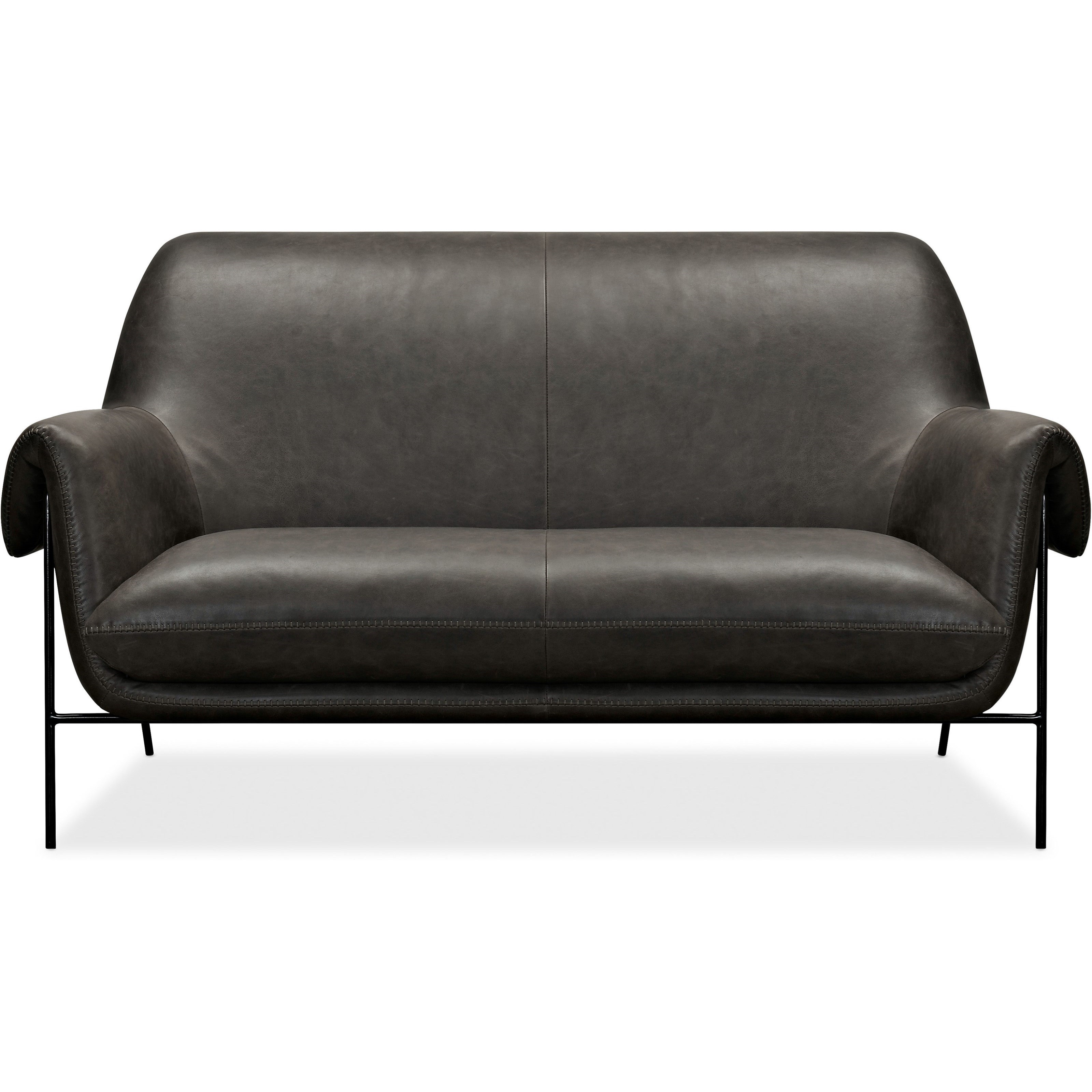 Hooker Furniture Ambroise Contemporary Leather Settee With Metal