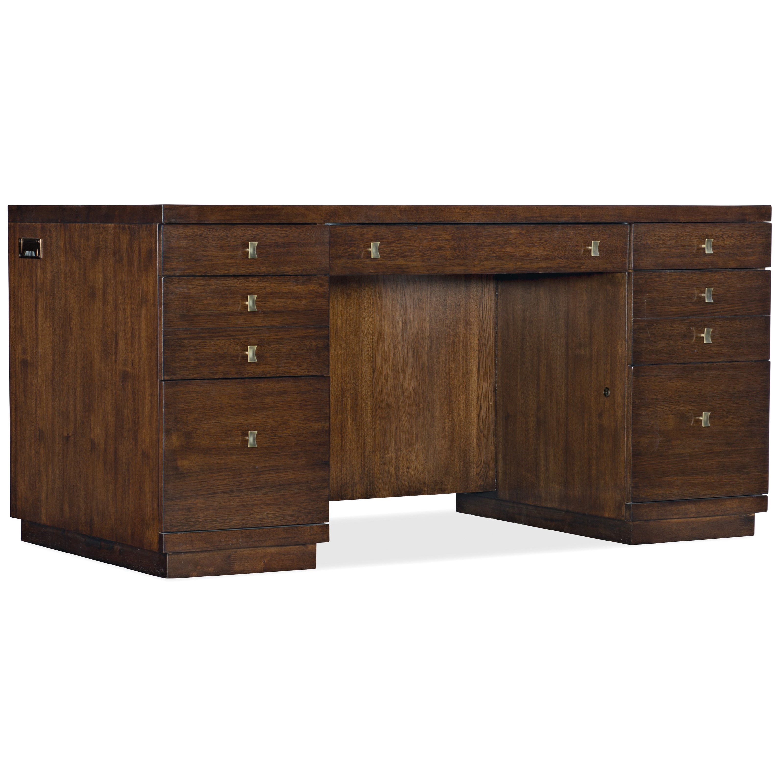 Hooker Furniture Apprentice Contemporary Jr Executive Desk With Lockable File Drawers And Adjustable Shelves Lagniappe Home Store Double Pedestal Desks