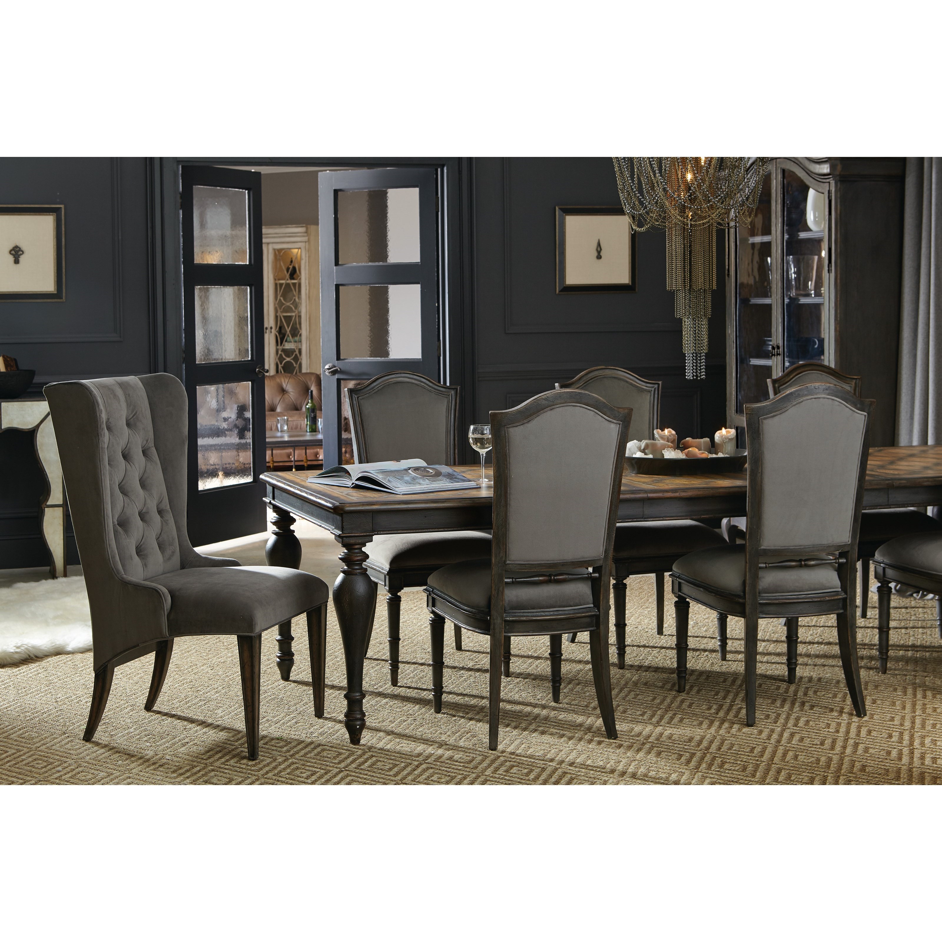 Hooker Furniture Arabella Upholstered Host Chair With Diamond Tufting Wayside Furniture Dining Arm Chairs