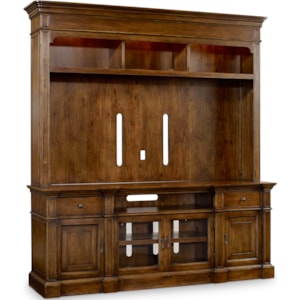 Hooker Furniture Archivist 5447 55202 Two Piece Entertainment Group With Built In Lighting Baer S Furniture Wall Unit