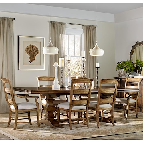 hooker furniture archivist 7 piece dining set with ladderback chairs
