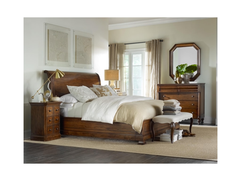 Hooker Furniture ArchivistCal King Sleigh Bed with Platform Footboard