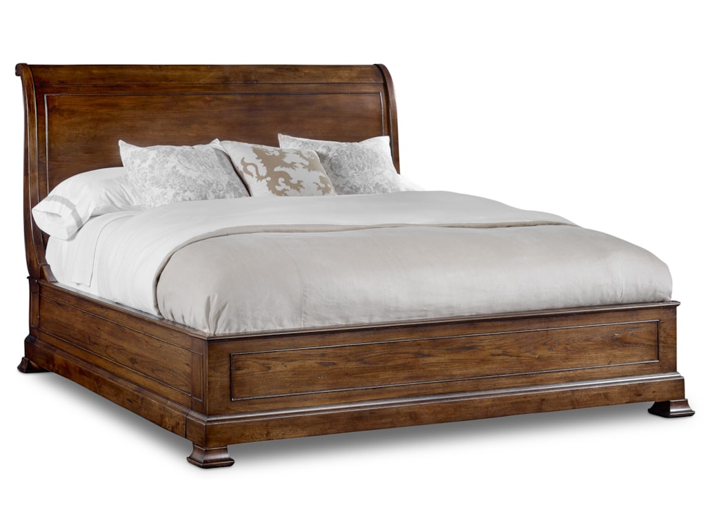 Hooker Furniture Archivist 5447 90466b King Sleigh Bed With Platform Footboard Thornton Furniture Platform Beds Low Profile Beds King Size Platform Sleigh Bed