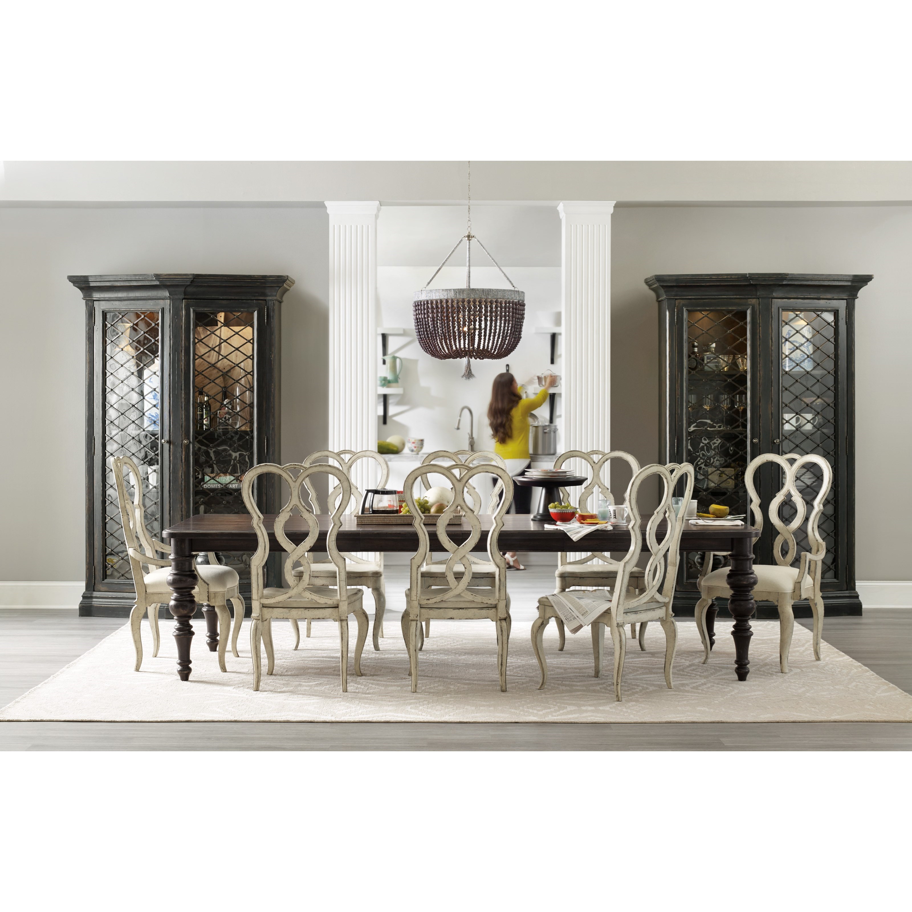 Hooker Furniture Auberose 1595 75200 Ltbk Rectangle Leg Dining Table With 2 Leaves Miller Waldrop Furniture And Decor Dining Tables