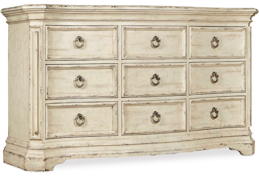 Hooker Furniture Auberose 1595 90001 Wh Dresser With Nine Drawers