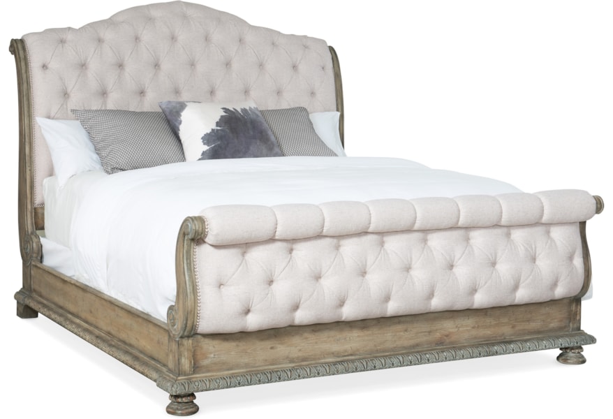 Hooker Furniture Castella 5878 90566 80 Traditional King Tufted Sleigh Bed Baer S Furniture Upholstered Beds