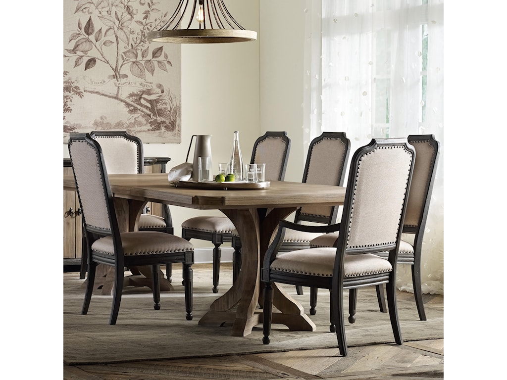 Hooker Furniture Corsica Rectangle Pedestal Dining Table Set With