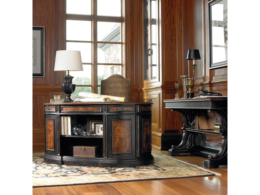 Hooker Furniture Grandover Kidney Shaped Double Pedestal Desk With