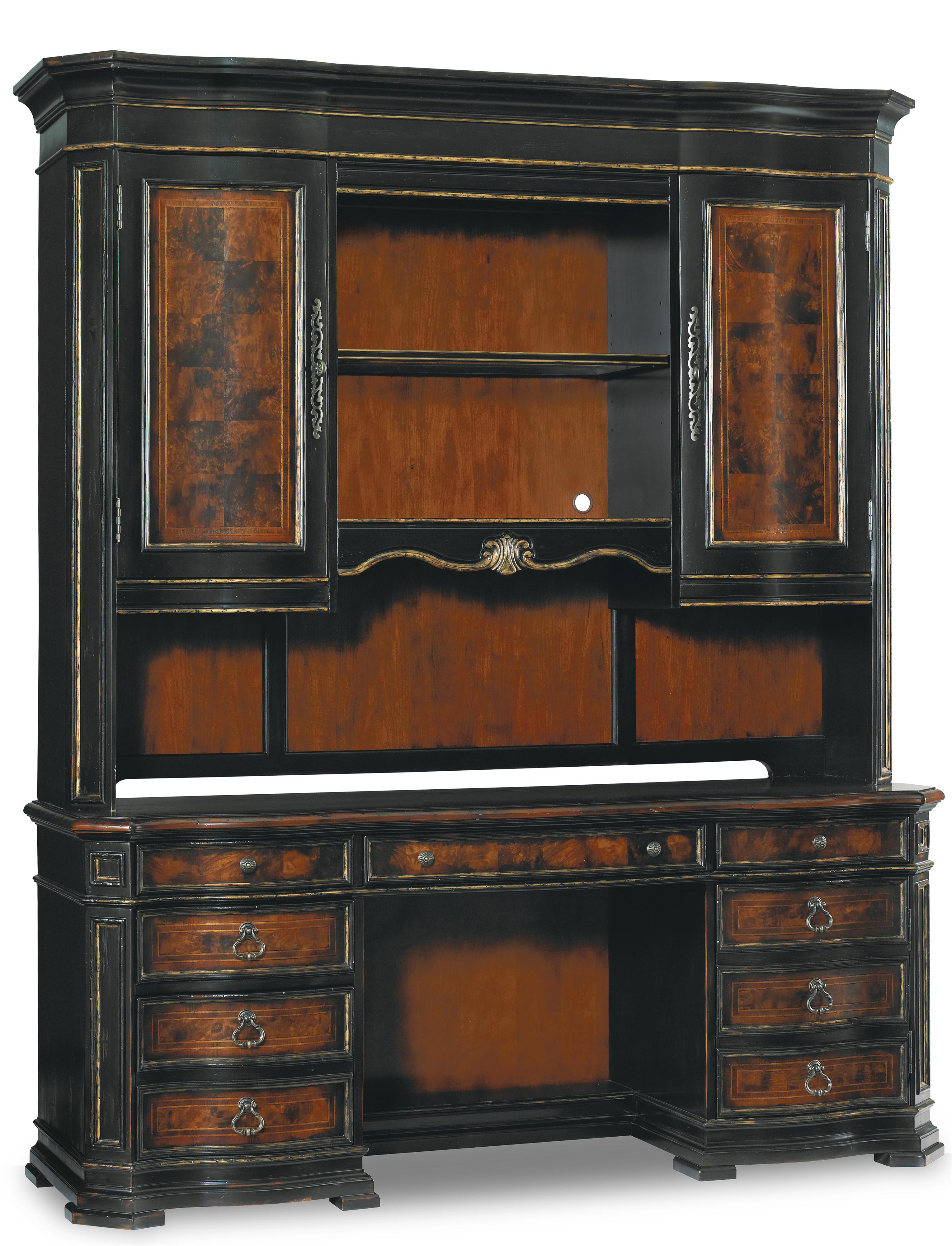 Hooker Furniture Grandover Computer Credenza And 2 Door Hutch