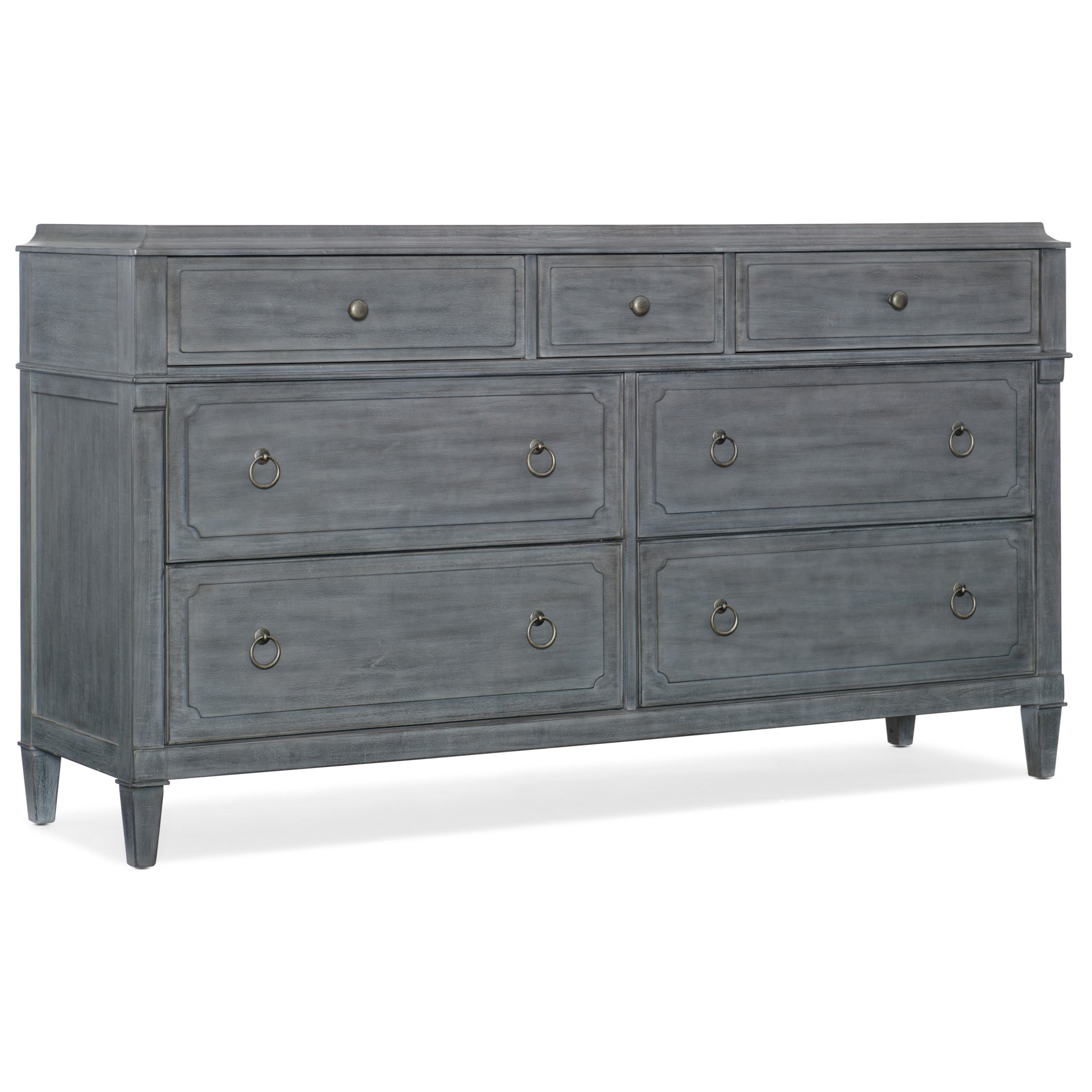 Hooker Furniture Hamilton Transitional Seven Drawer Dresser In Gray Finish Belfort Furniture Dressers