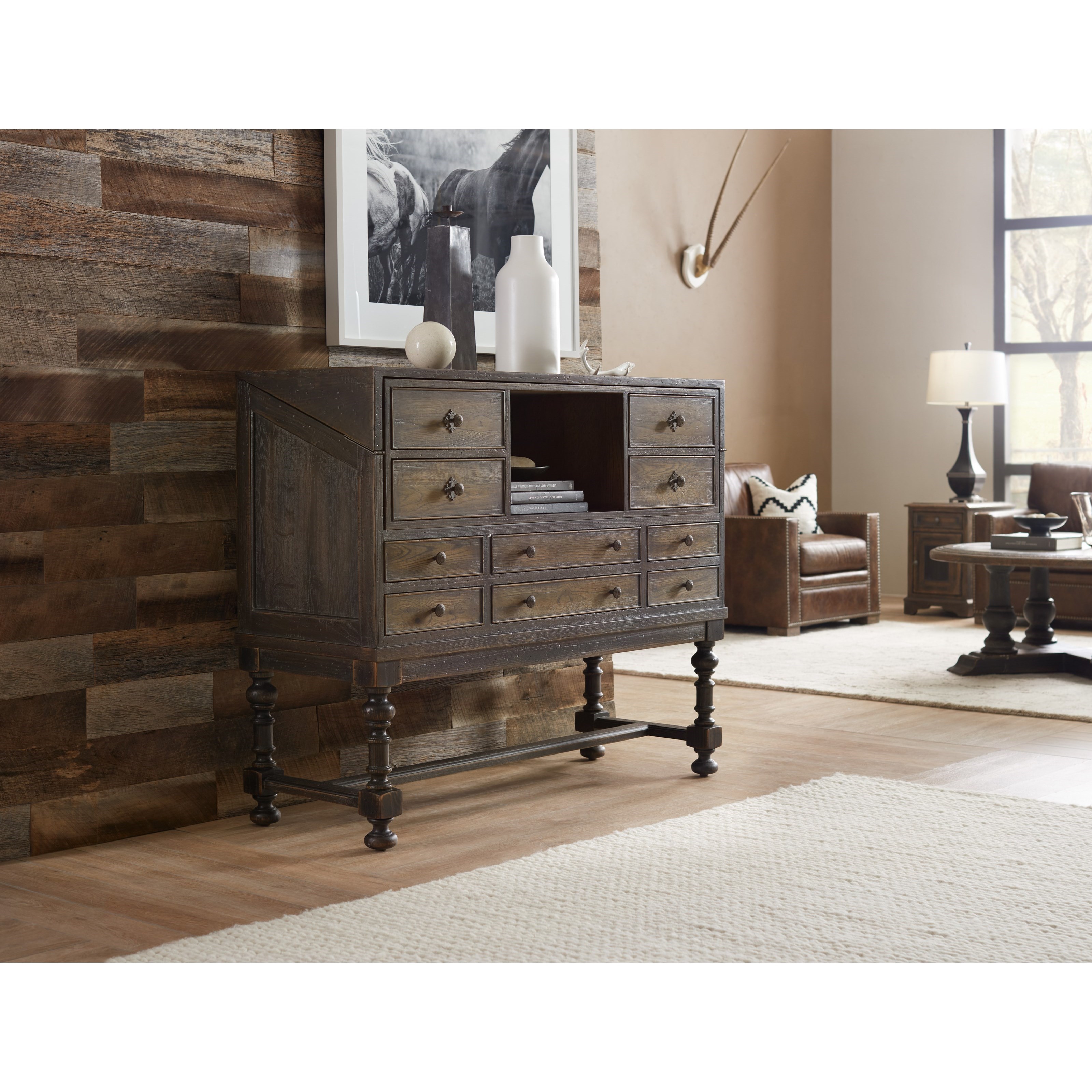 Hooker Furniture Hill Country 5960 10482 Multi Boerne Ranch Managers Desk Dunk Bright Furniture Secretary Desks