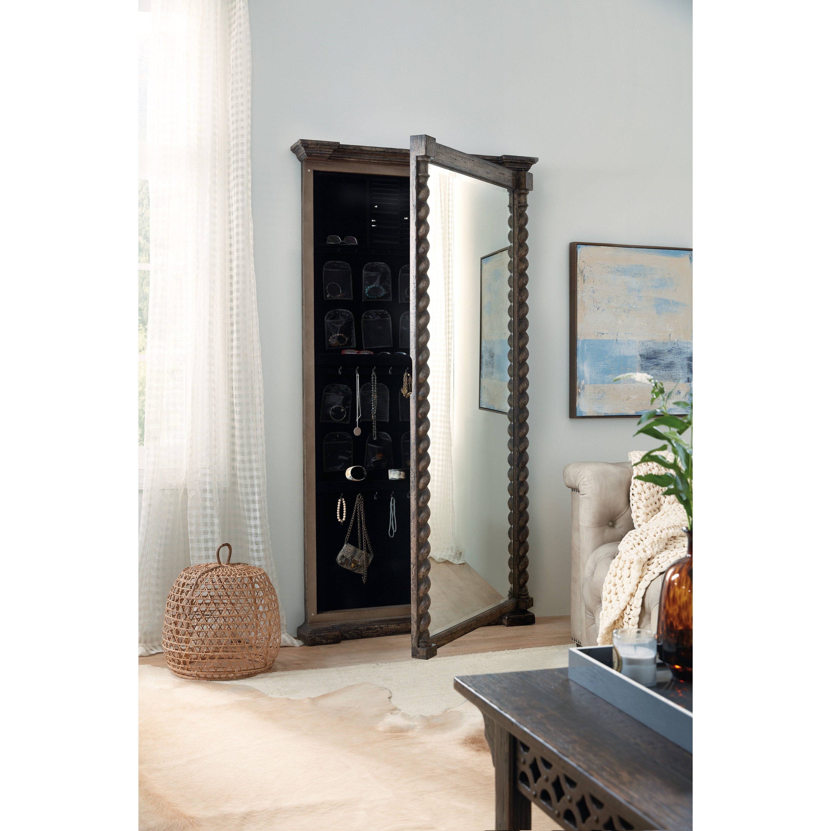 mirror with jewelry storage