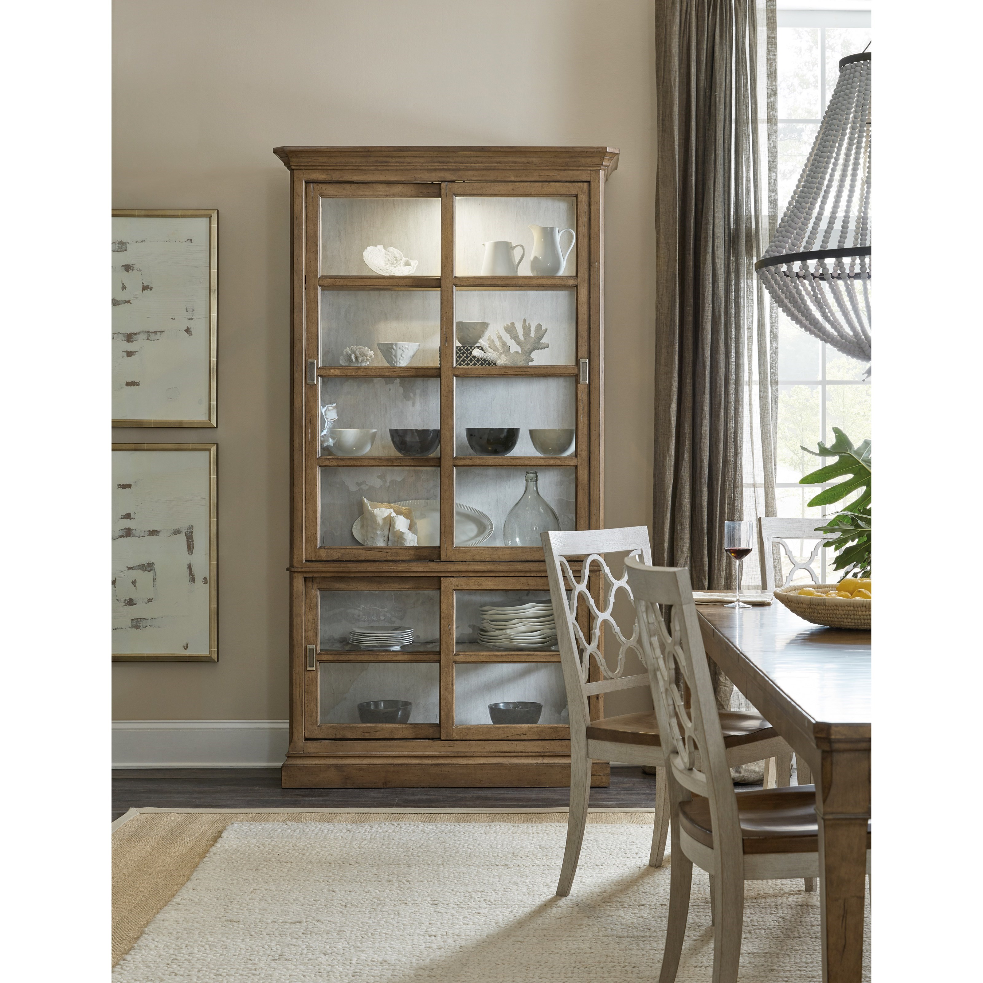 Hooker Furniture Montebello Farmhouse Sliding Door Display Cabinet