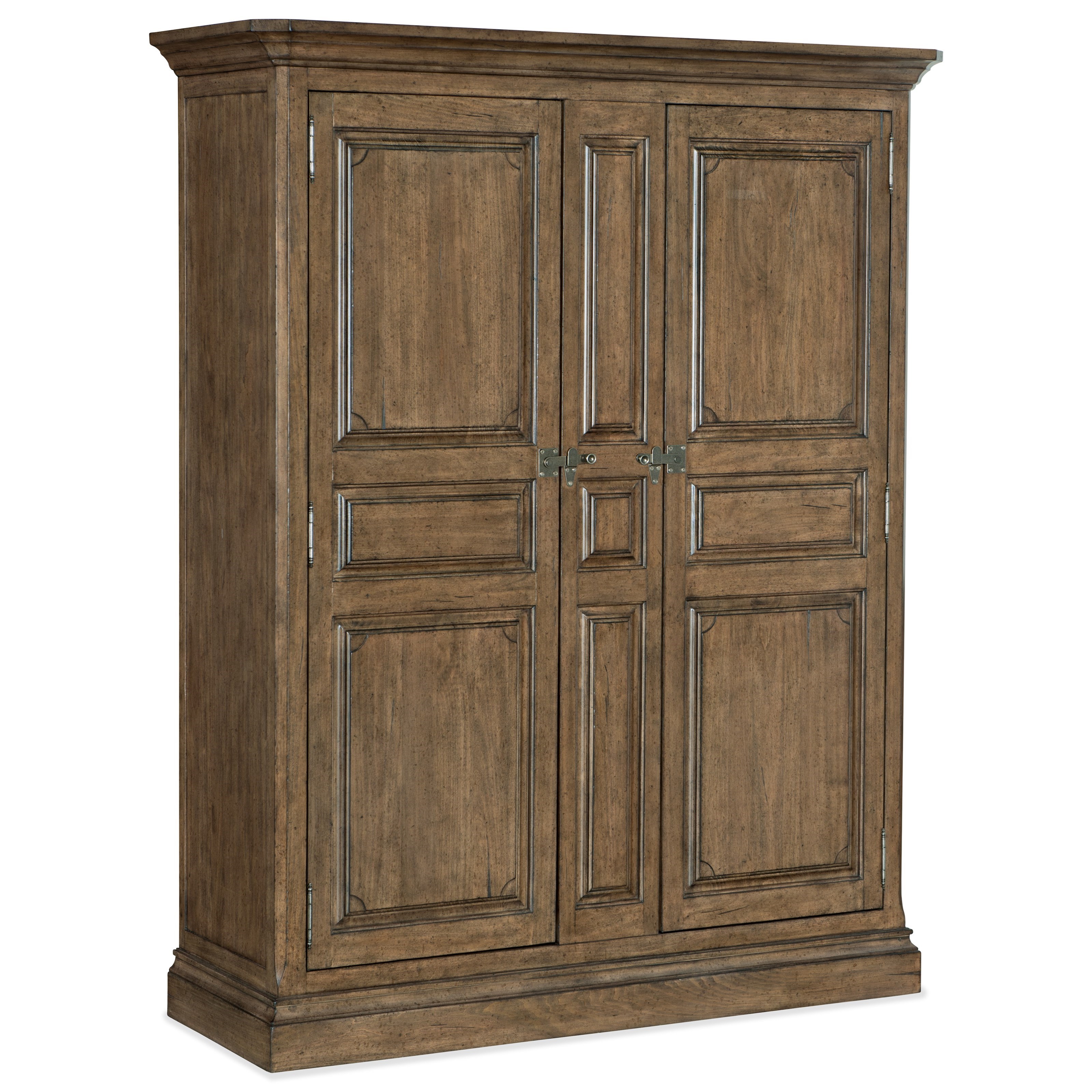 Hooker Furniture Montebello Farmhouse Solid Wood Armoire With Removable Shelves And Closet Rods Zak S Home Armoires