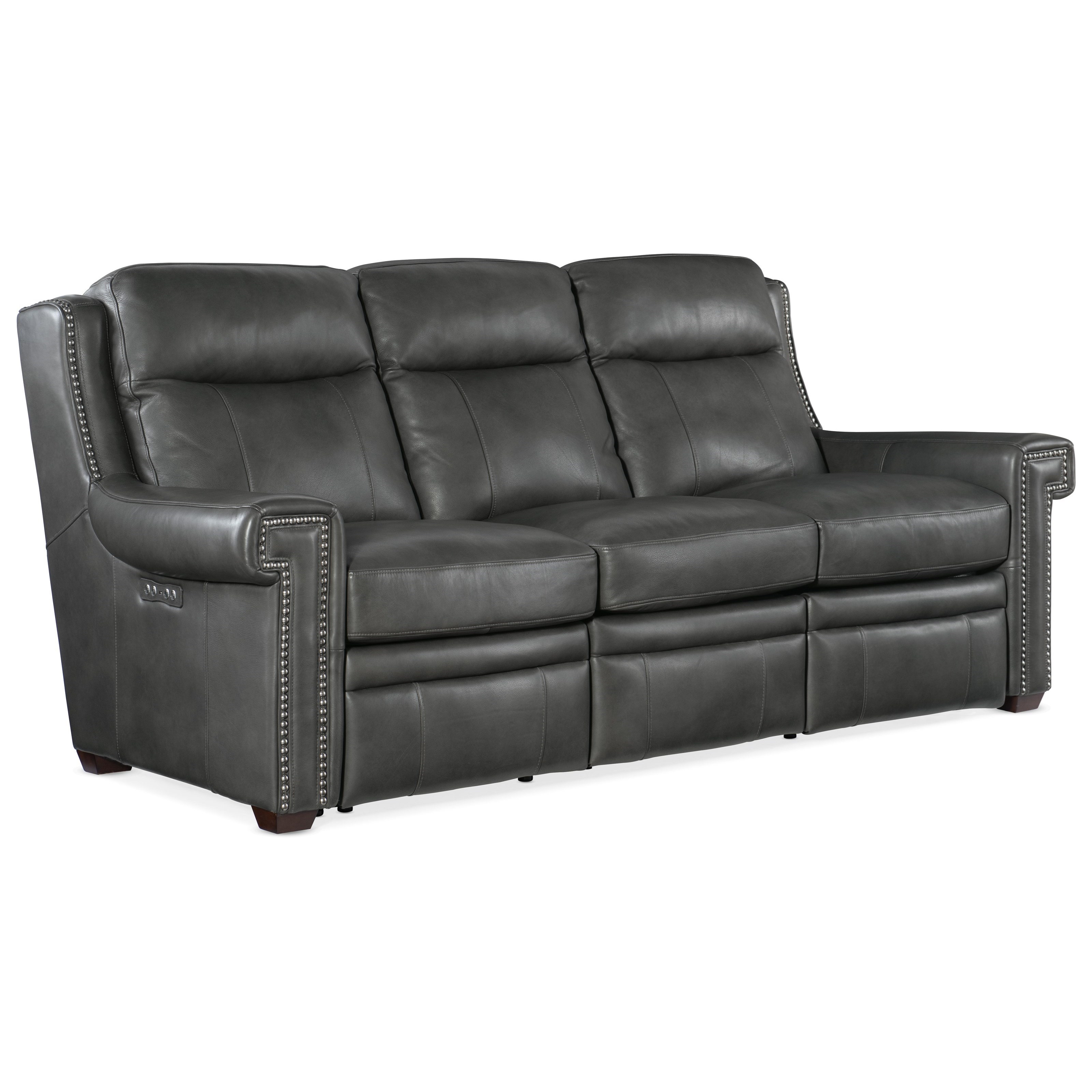 Hooker Furniture Mulberry Leather Power Reclining Sofa With Usb Ports And Power Headrests Zak S Home Reclining Sofas