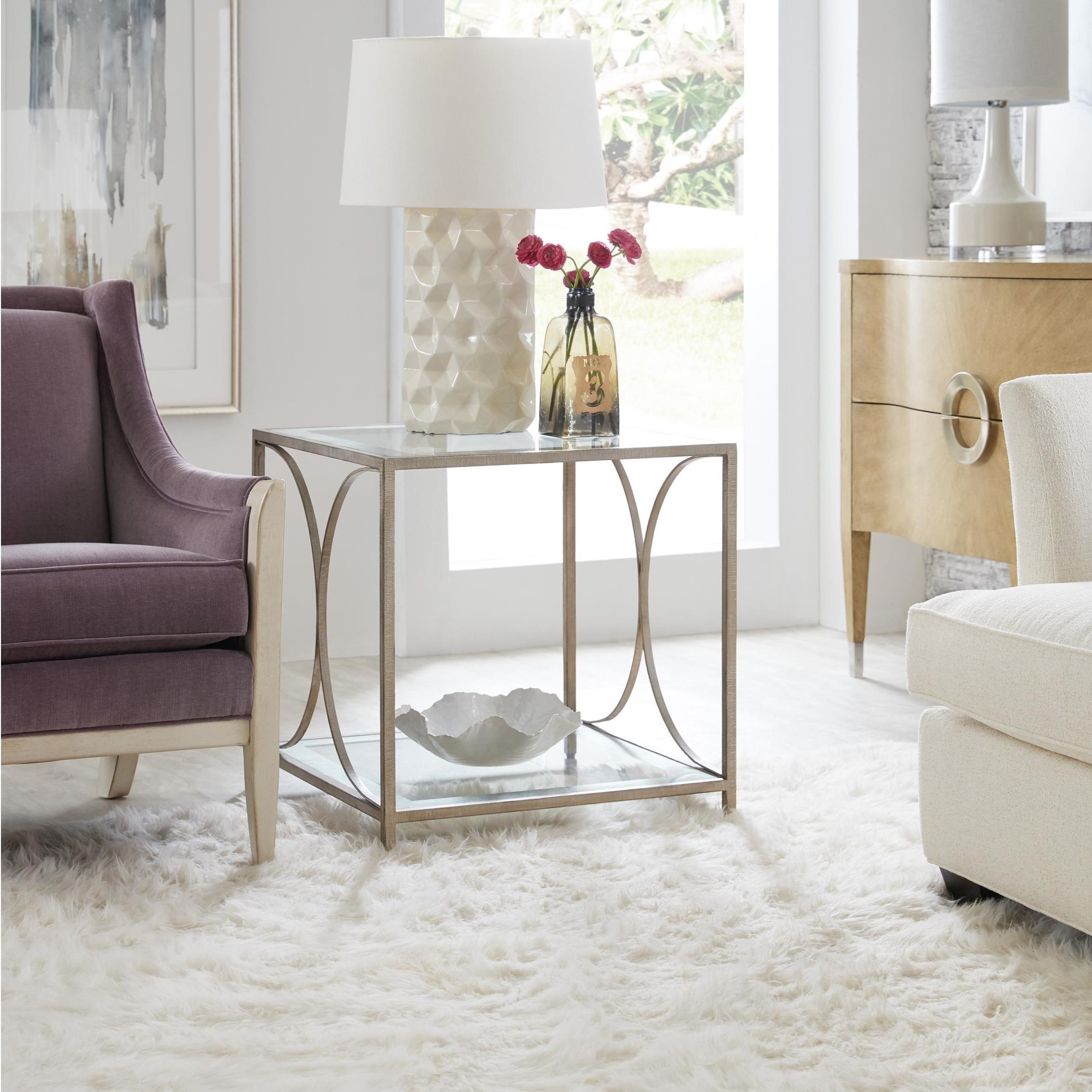 glass end table with lamp