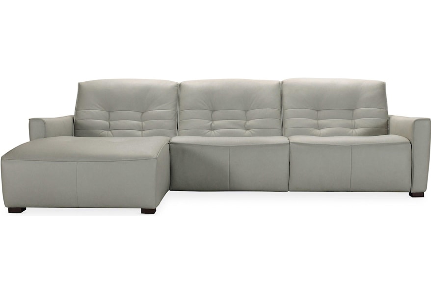 Reaux Contemporary Leather Power Motion Sectional With Laf Chaise