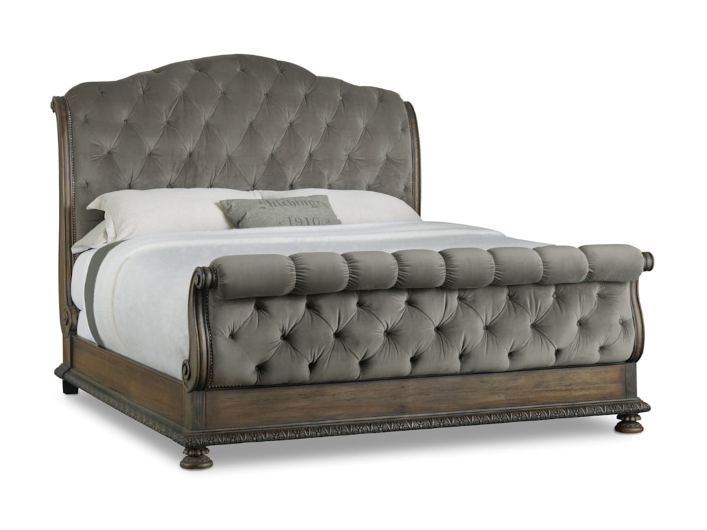Furniture Rhapsody King Size Tufted Sleigh Bed With Exposed Furniture Rhapsodyking Tufted Bed