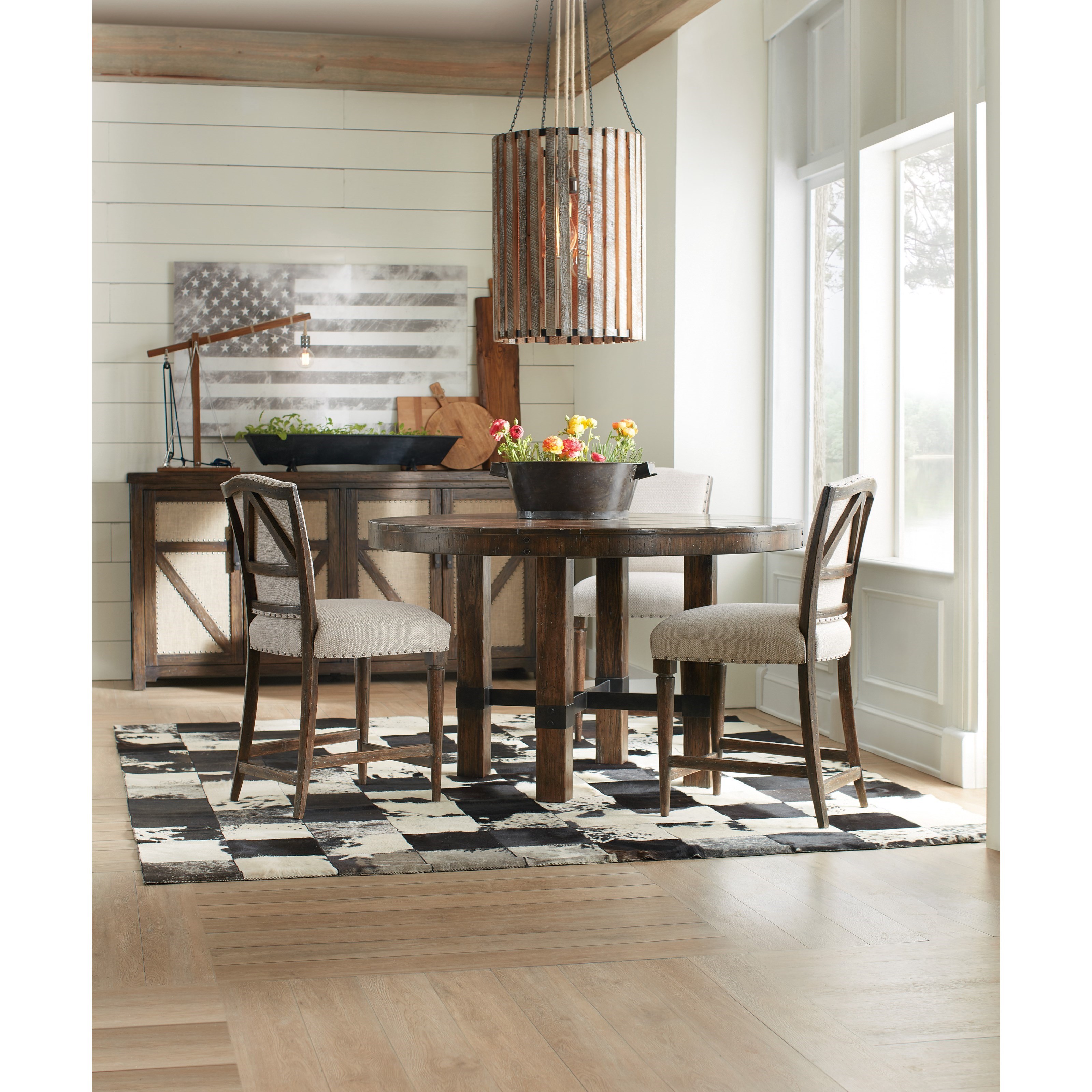Hooker Furniture American Life Roslyn County 1618 25350 Dkw Deconstructed Counter Stool With Upholstered Seat And Back Dunk Bright Furniture Bar Stools