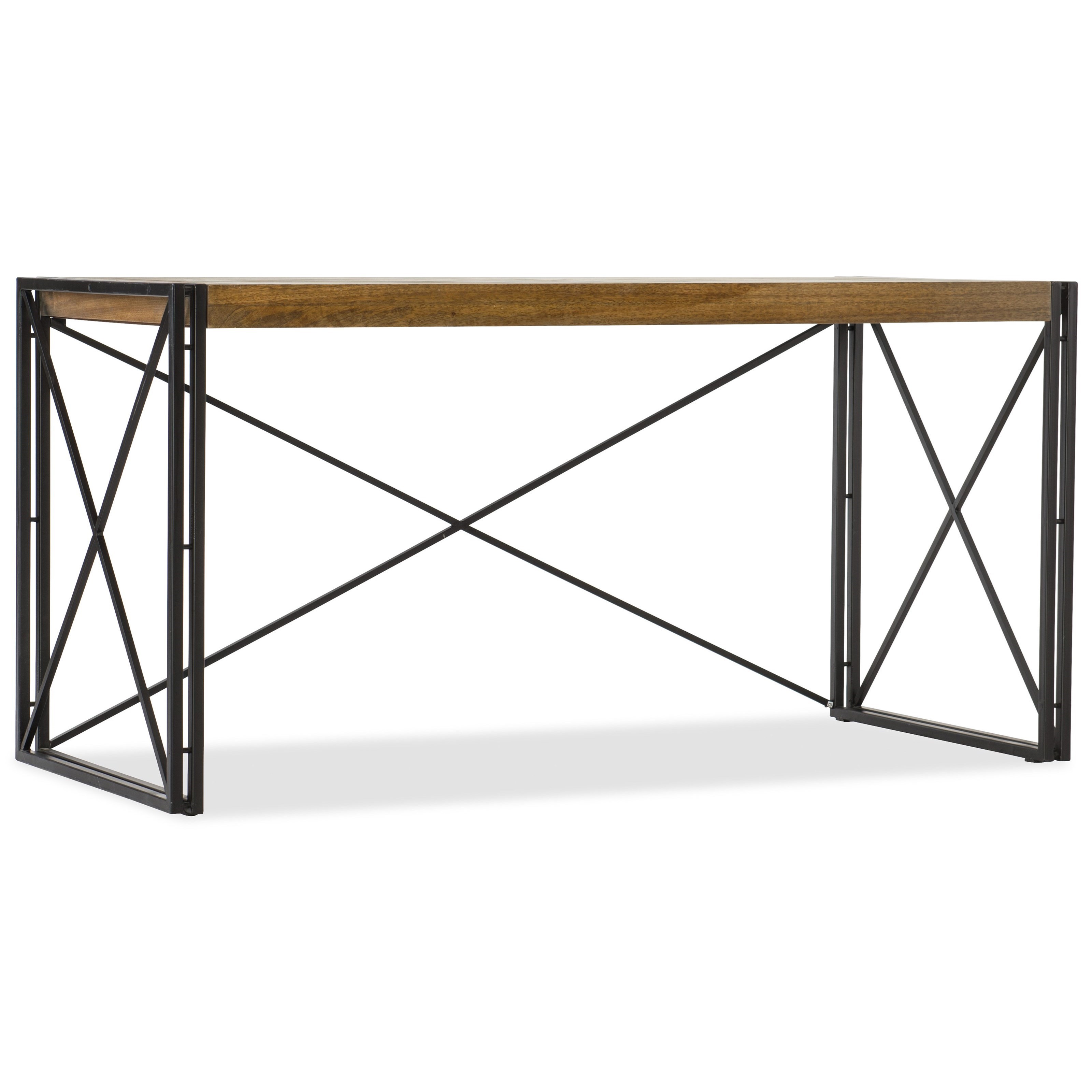 Hooker Furniture Rustique Industrial Writing Desk With Black Metal Base Wayside Furniture Table Desks Writing Desks