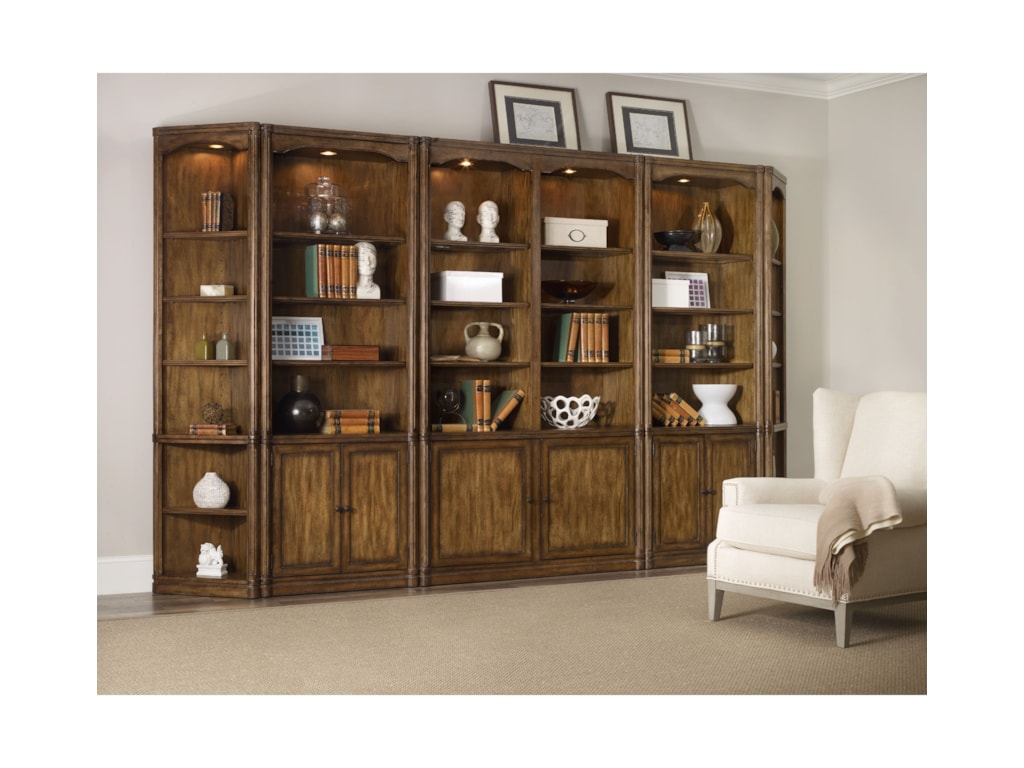 Hooker furniture saint armand bookcase wall unit with adjustable shelves fashion furniture wall unit