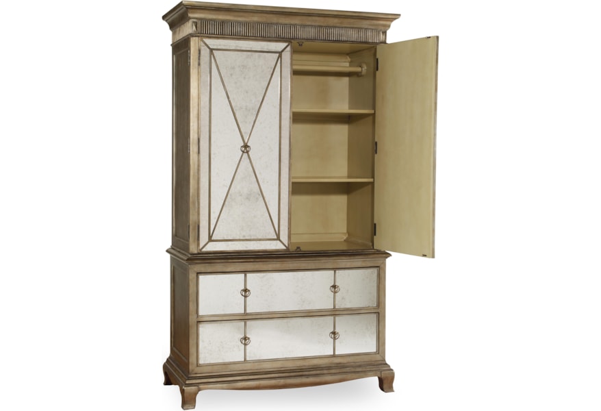Hooker Furniture Sanctuary 3016 90013 Two Door Two Drawer Armoire With Mirror Front Dunk Bright Furniture Armoires Hooker Furniture Sanctuary 3016 90013 Two Door Two Drawer Armoire With Mirror Front Dunk Bright Furniture Armoires