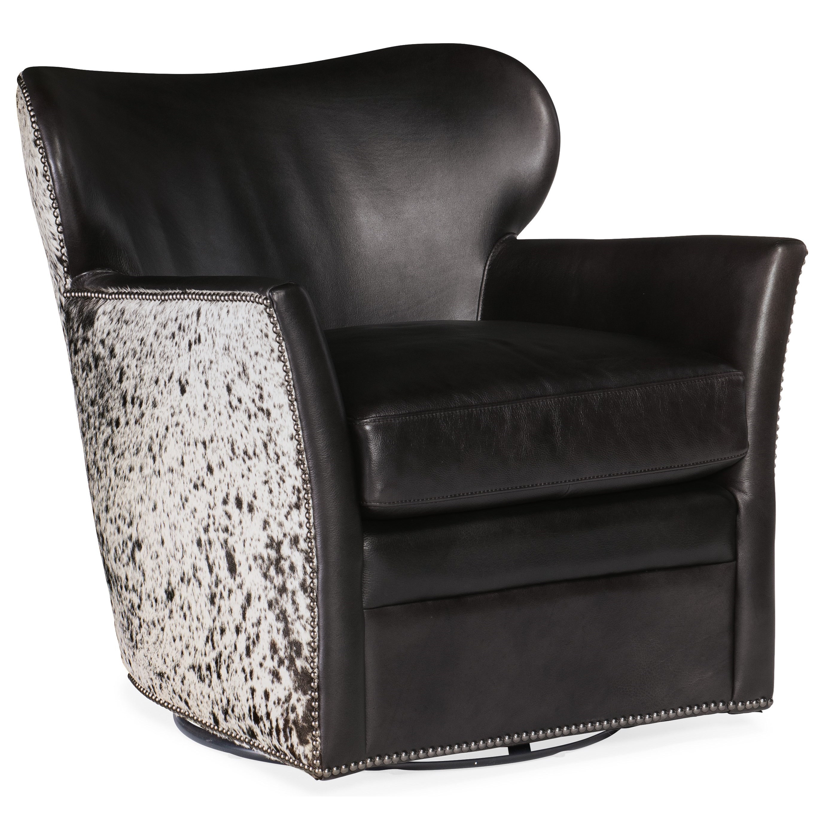 Hooker Furniture Club Chairs Kato Leather Swivel Chair With Hair On Hide Zak S Home Upholstered Chairs
