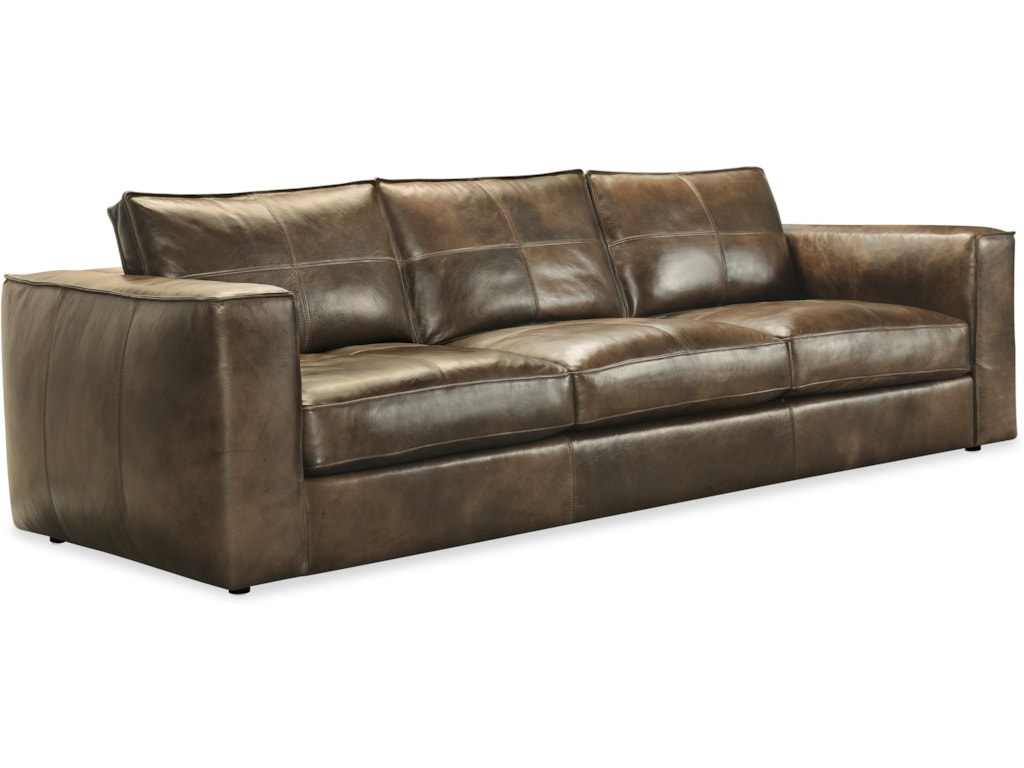 Solace Transitional Leather Stationary Sofa With Track Arms By Furniture At Dunk Bright